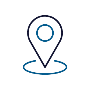 ETS Recruit location pin on round map outline